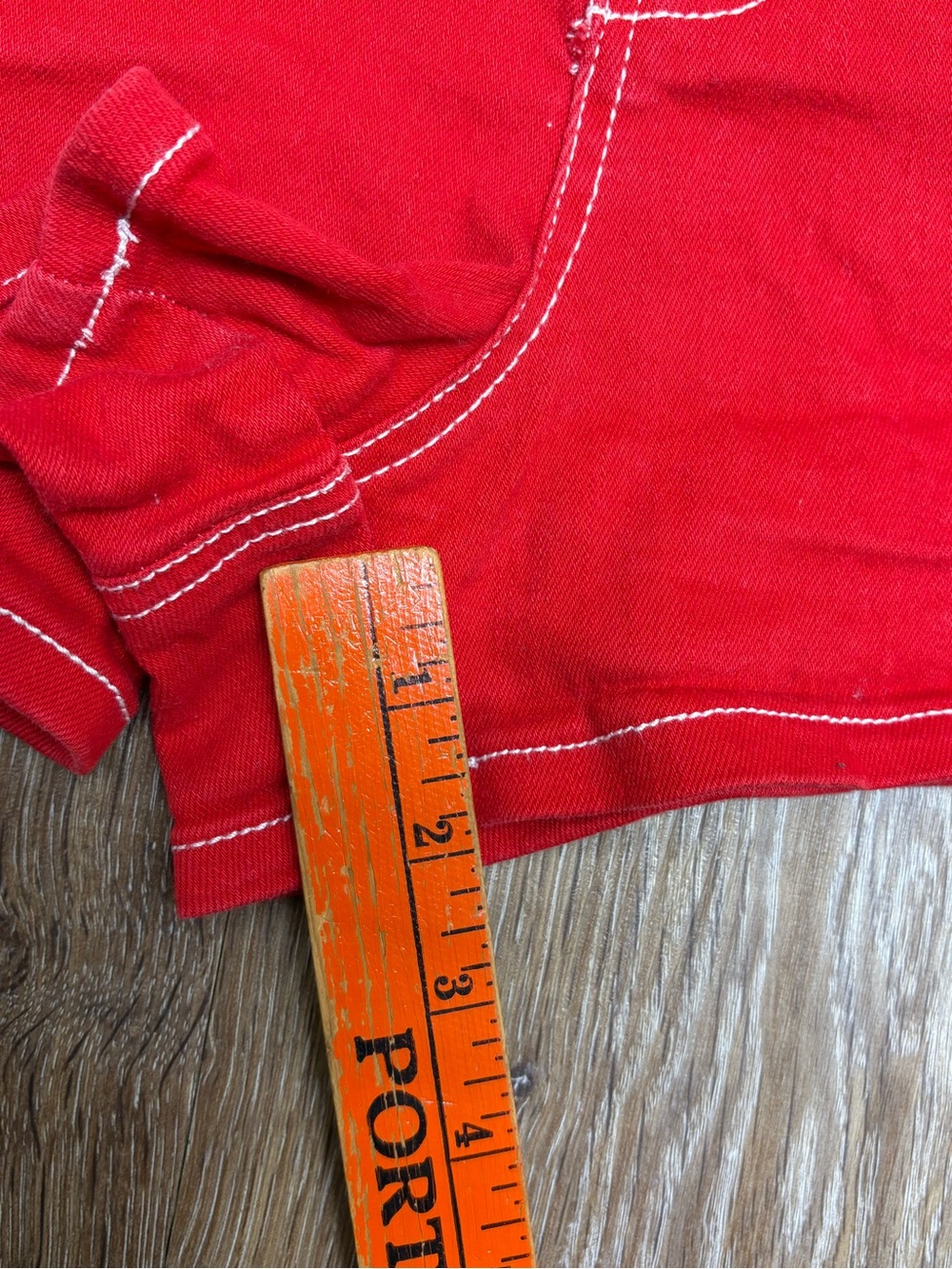 Dickies Women's Bright Red Cotton Stretch Jean Shorts - Picture 5 of 8